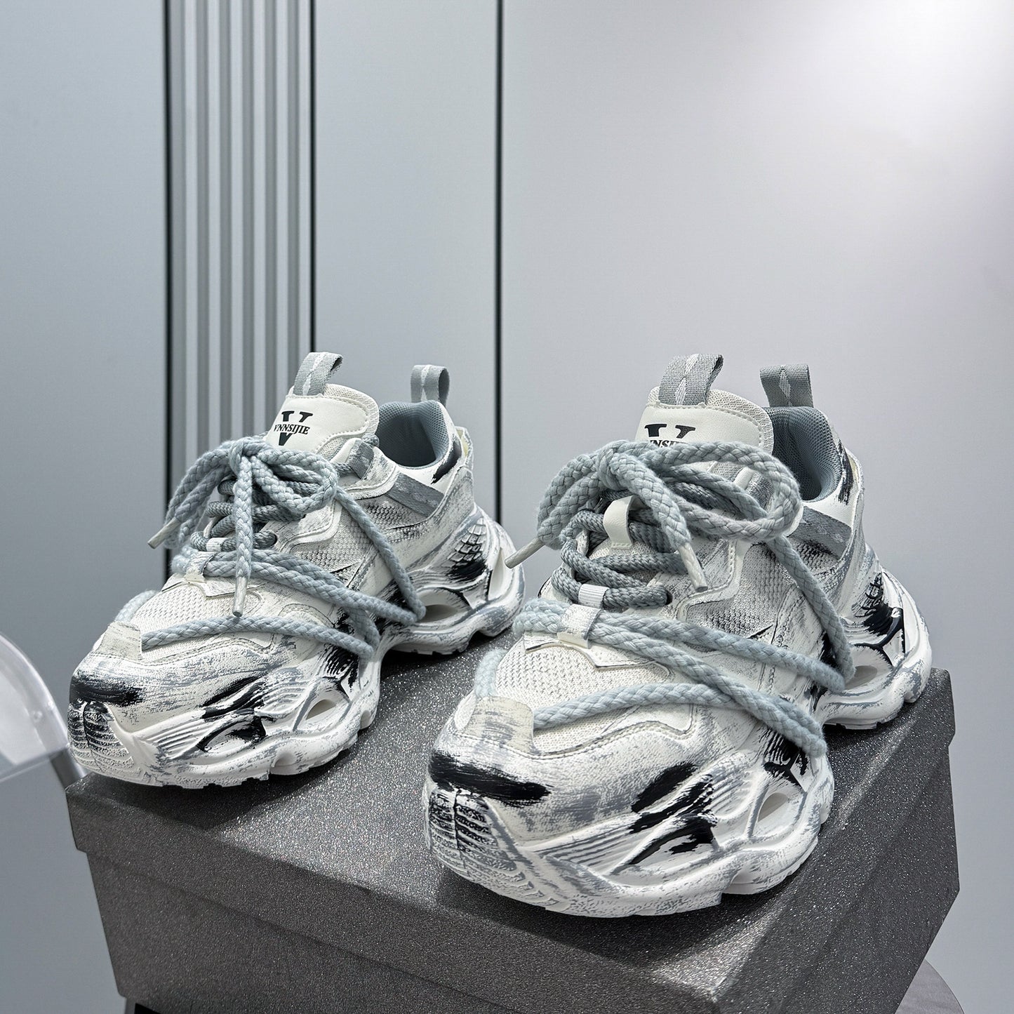 Paint Splash Rope Lace Chunky Sole Sneakers WN24635