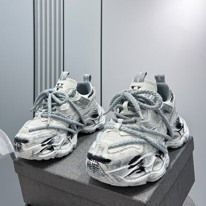 Paint Splash Rope Lace Chunky Sole Sneakers WN24635