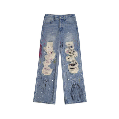 Rip Wide Leg Denim Jeans WN27132