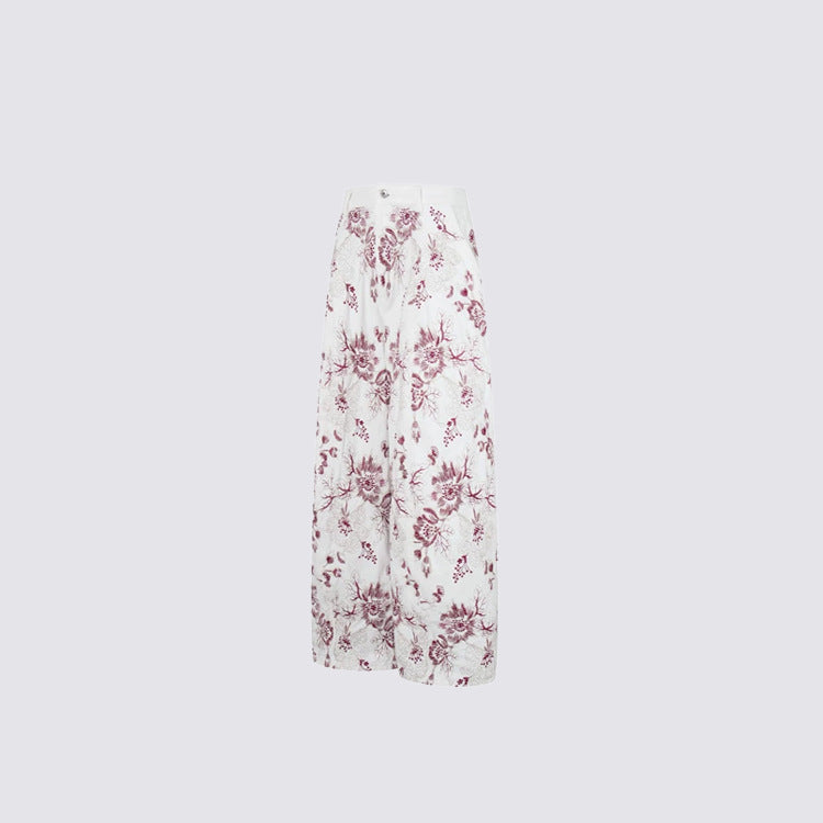 Floral Print Wide Leg Denim Jeans WN28004