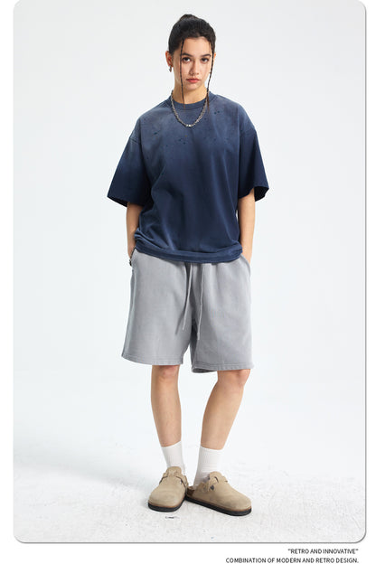 Ink Splash Spray Dye Washed Short Sleeve T-Shirt WN16275