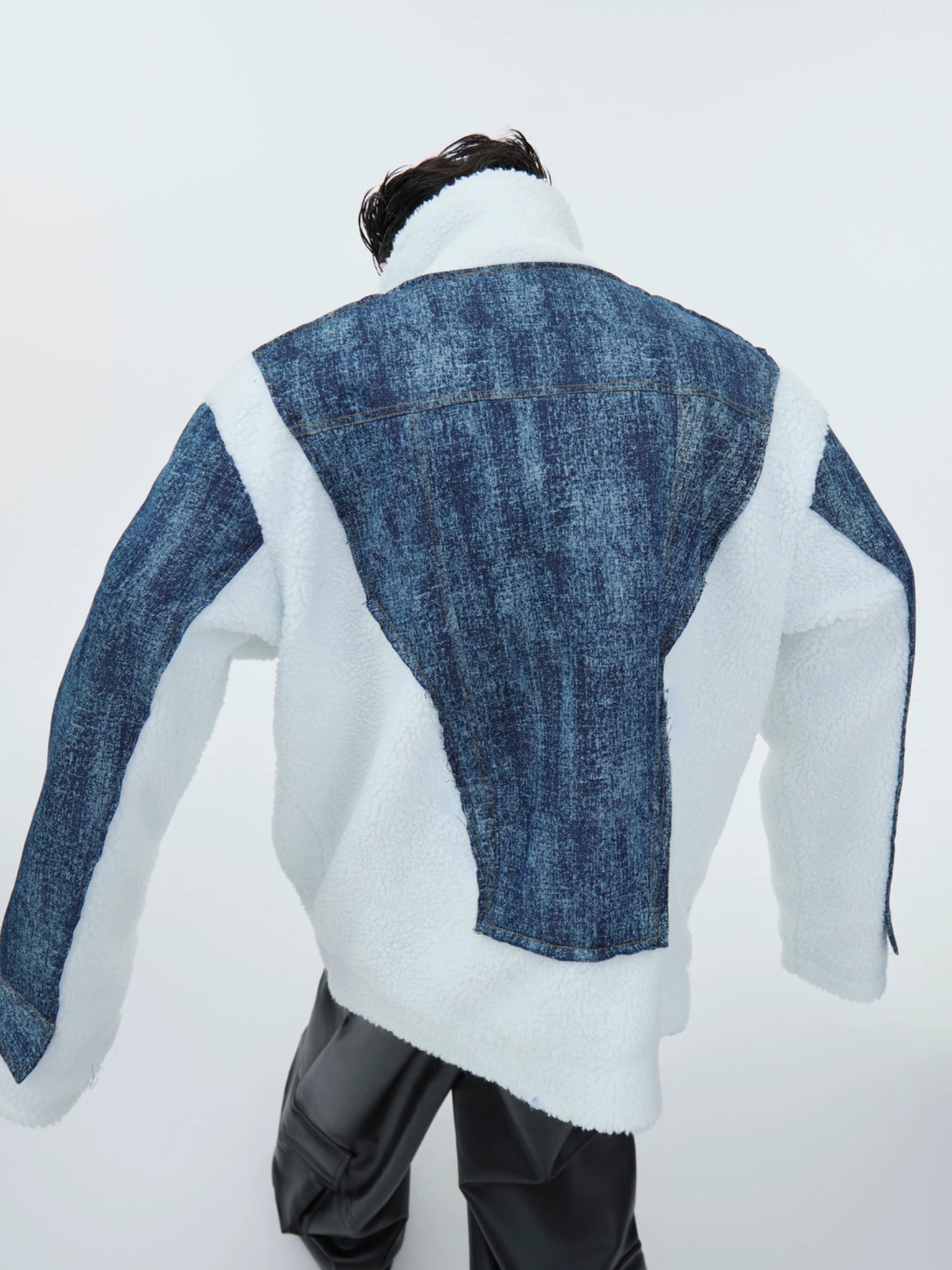 Boa Fleece Mix Oversize Denim Jacket WN9857