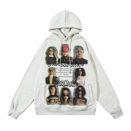 Graffiti Print Fleece Linning Pullover Hoodie WN10933