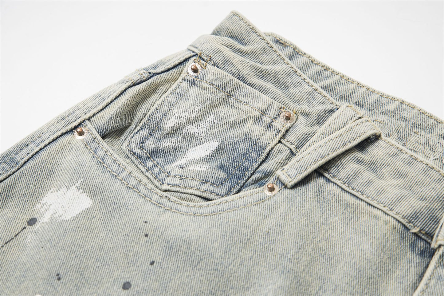 Sticker Paint Cargo Half Denim Jeans WN26747