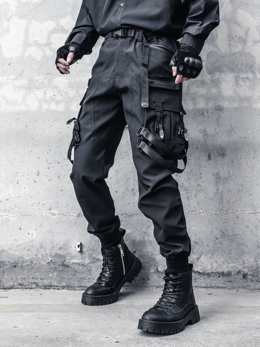 Tactical Ribbon Strap Cuffed Cargo Pants WN22504
