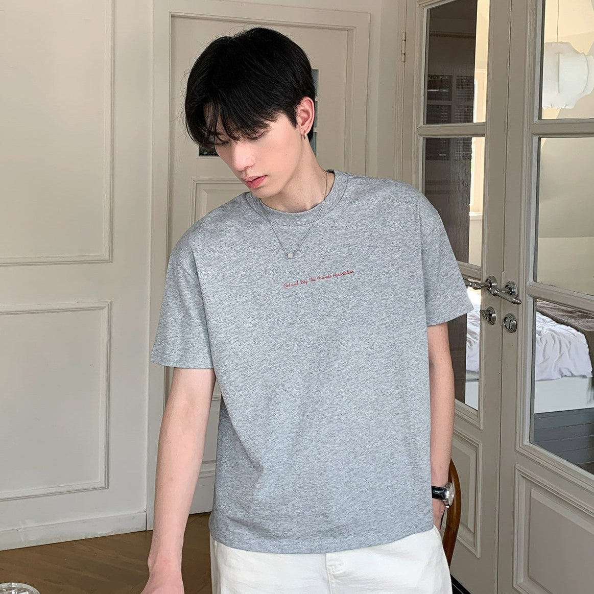 Letter Embroidery Short Sleeve T-Shirt WN24986
