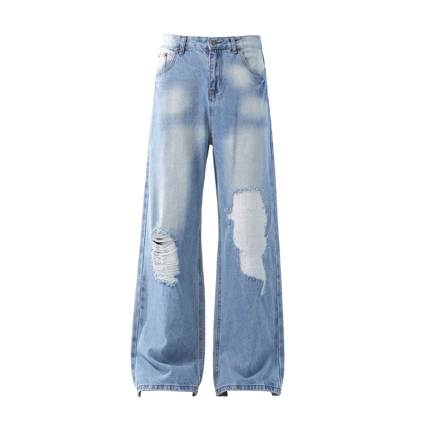 Washed Damage Wide Leg Flare Denim Jeans WN25862