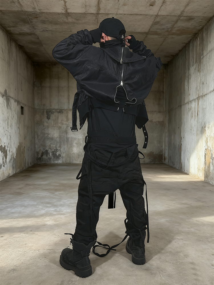 Asymmetric Zipper High-Neck Waxed Jacket WN22007