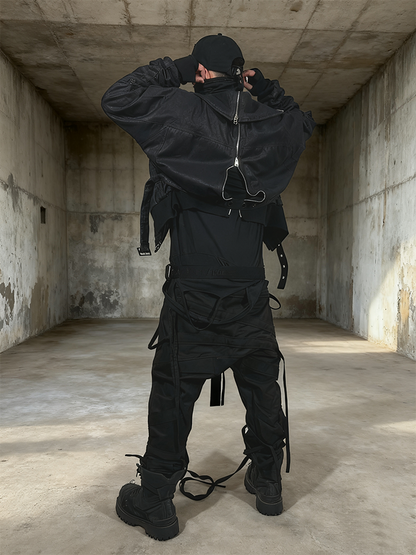 Asymmetric Zipper High-Neck Waxed Jacket WN22007