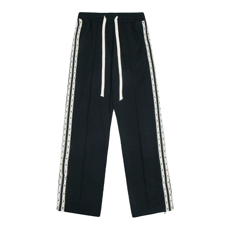 Side Stripe Panel Wide-Leg Straight Track Pants WN10401