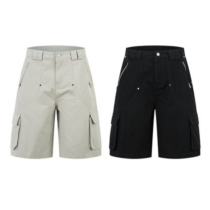 Multi-Pocket Wide Leg Cargo Half Pants WN26813