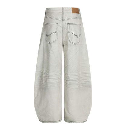 Washed Whisker Barrel Denim Jeans WN26094