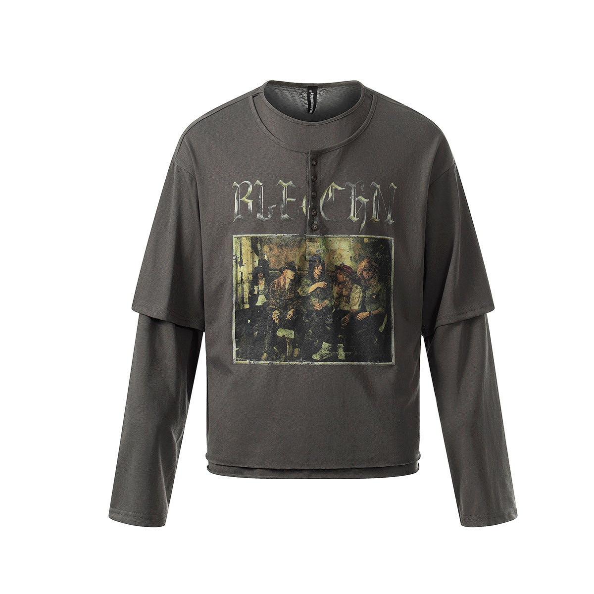 Oversize Fake Layered Long Sleeve T-Shirt WN25466