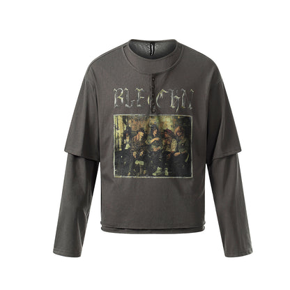 Oversize Fake Layered Long Sleeve T-Shirt WN25466