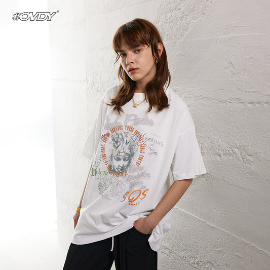 Graffiti Letter Print Oversize Short Sleeve T-Shirt WN12606