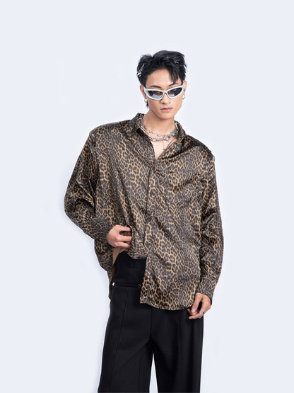 Leopard Print Shoulder Pad Long Sleeve Shirt WN9228