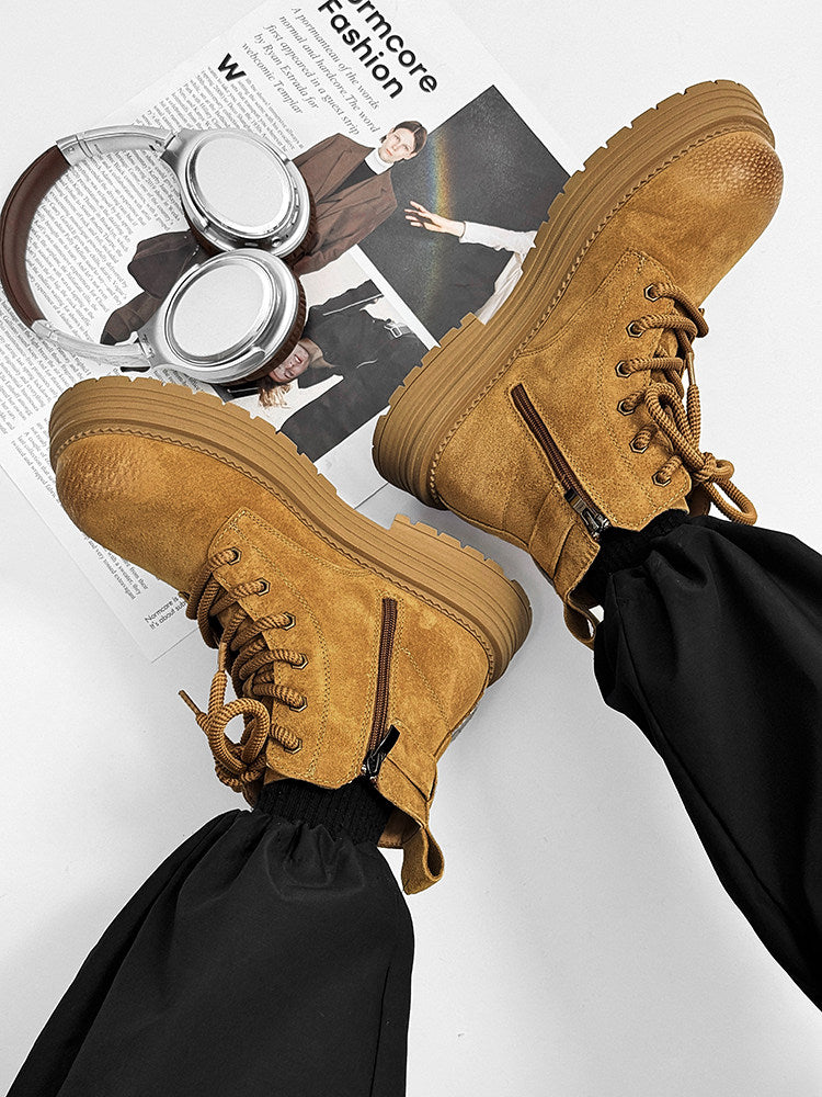 Chunky Lug Sole Platform Lace-Up Zipper Boots WN24548