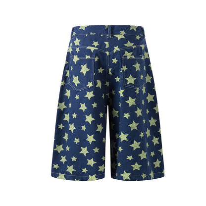 Star Print Denim Half Jeans WN25801