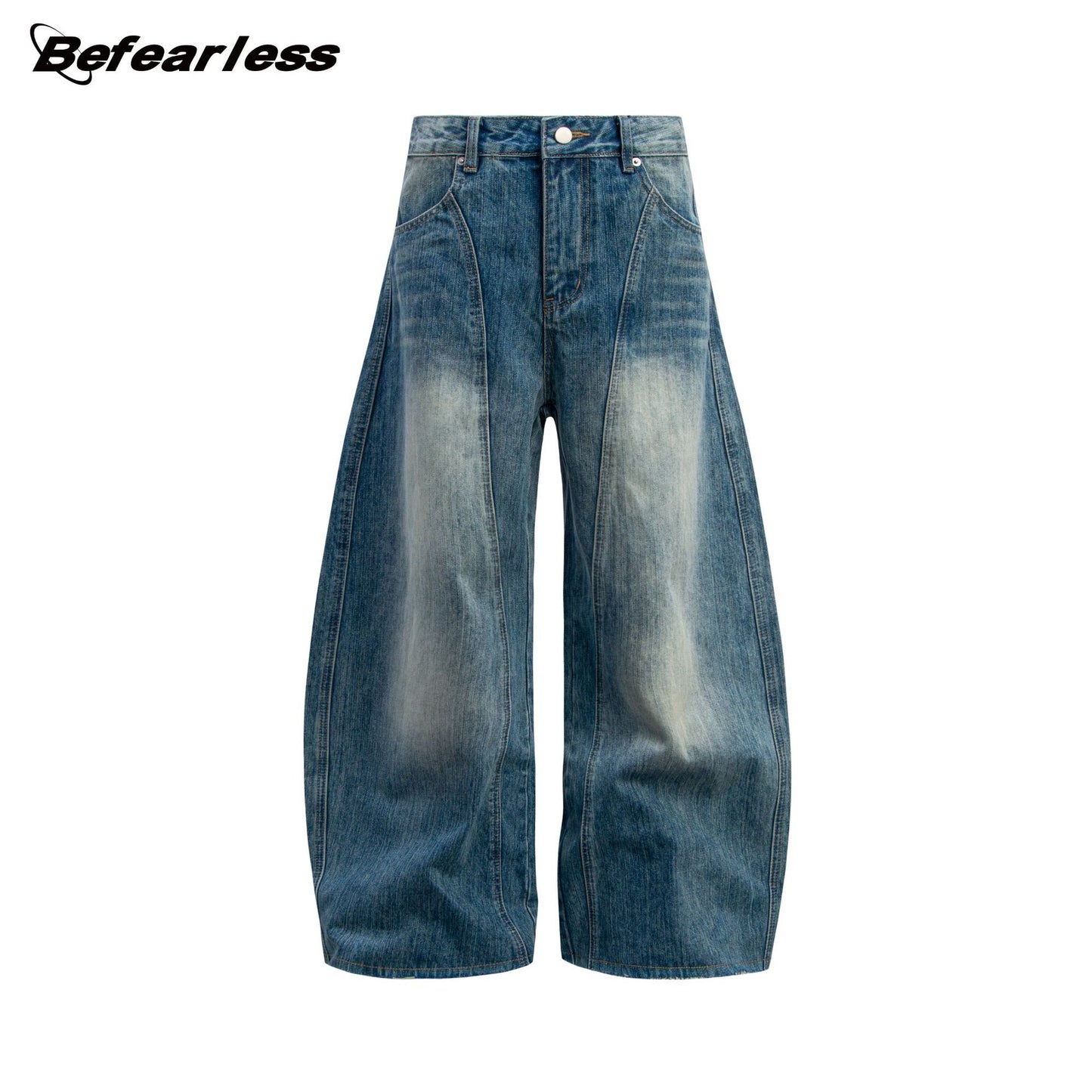 Washed Panel Wide Leg Denim Jeans WN26274