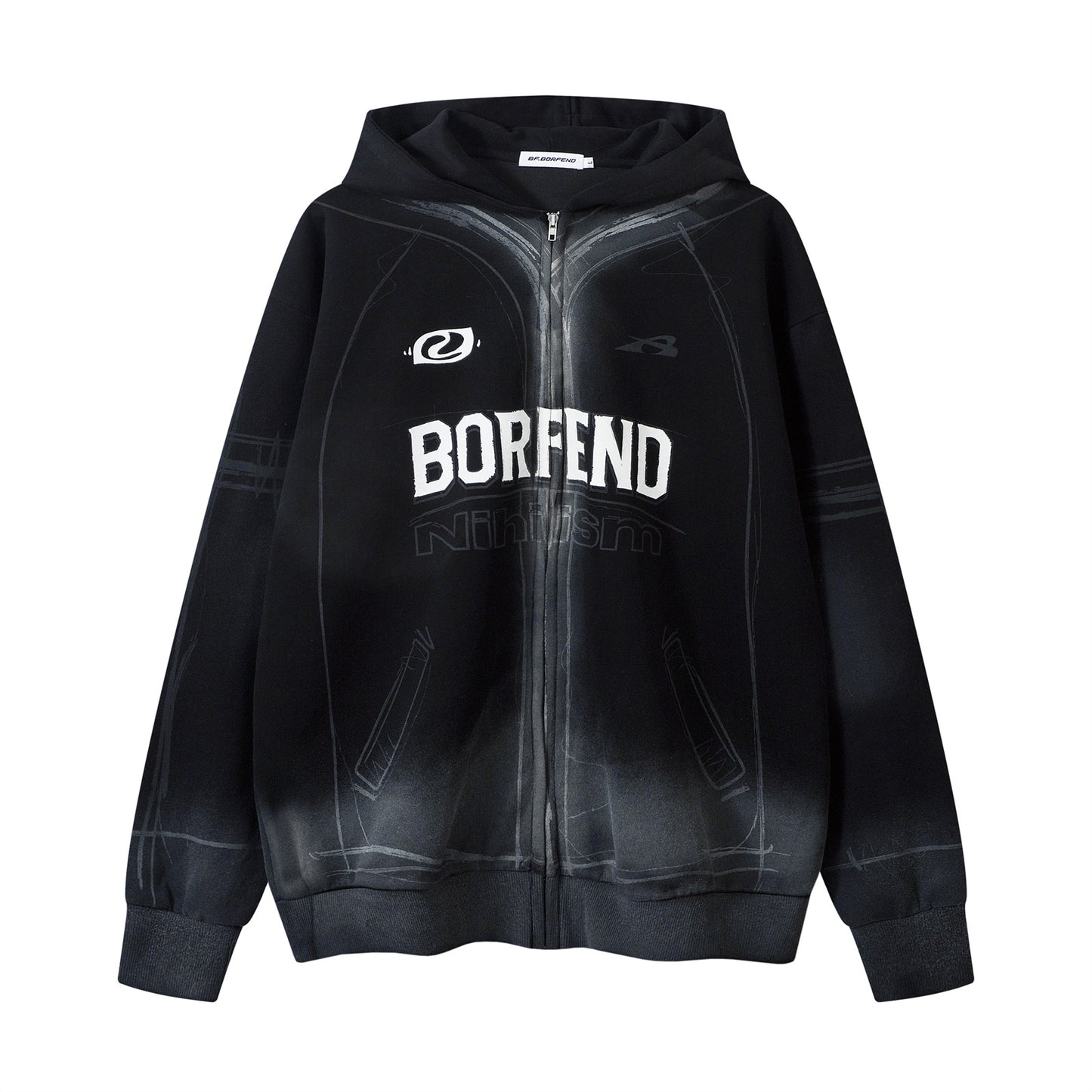 Washed Spray-Paint Letter Print Oversize Pullover Hoodie WN11483