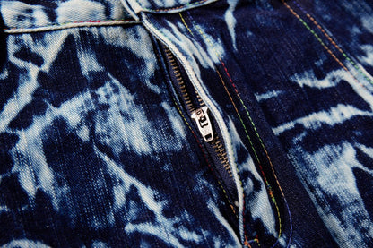 Abstract Print Wide Leg Denim Jeans WN28011
