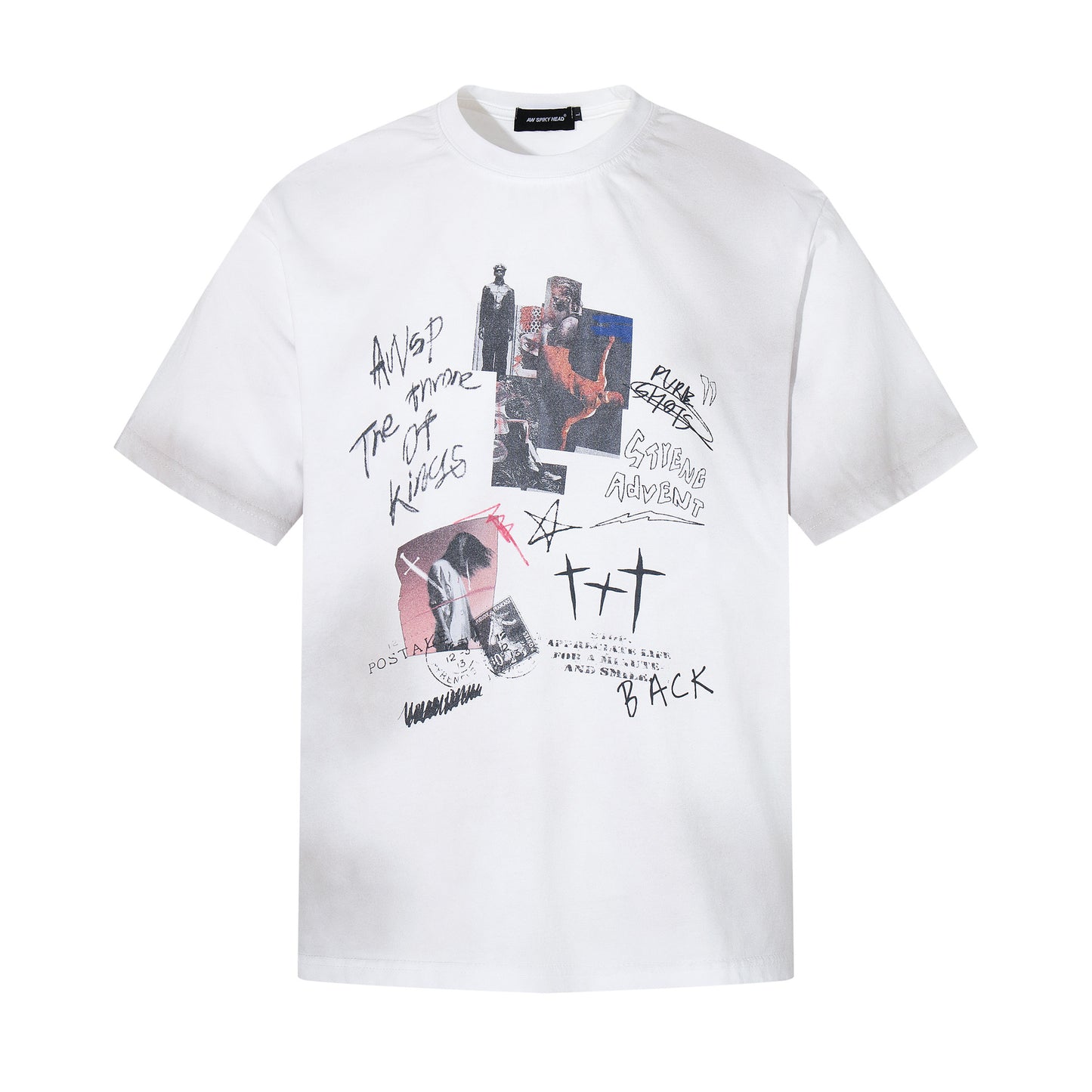 Washed Handwriting Print Short Sleeve T-Shirt WN25809