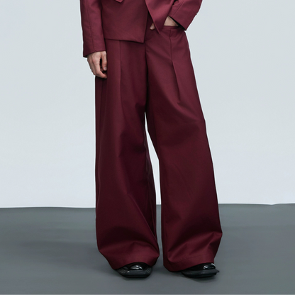 Deconstructed V-Neck Wool Blend Tailored Jacket & Trousers Setup WN21753