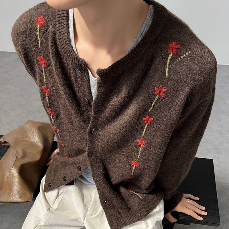 Floral Embroidery Knit Cardigan WN22070