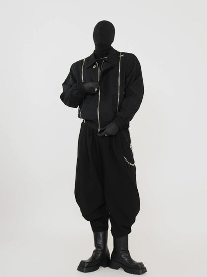 Multi-Zipper Design Shoulder-Pad Jacket WN17285