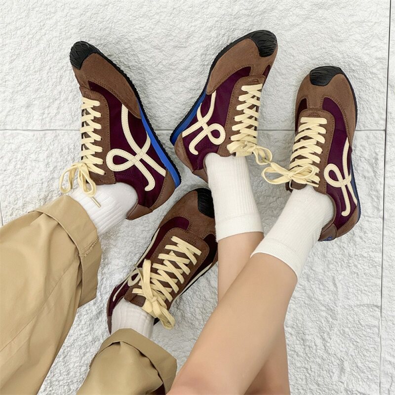 Suede Panel Lace Up Sneakers WN24511