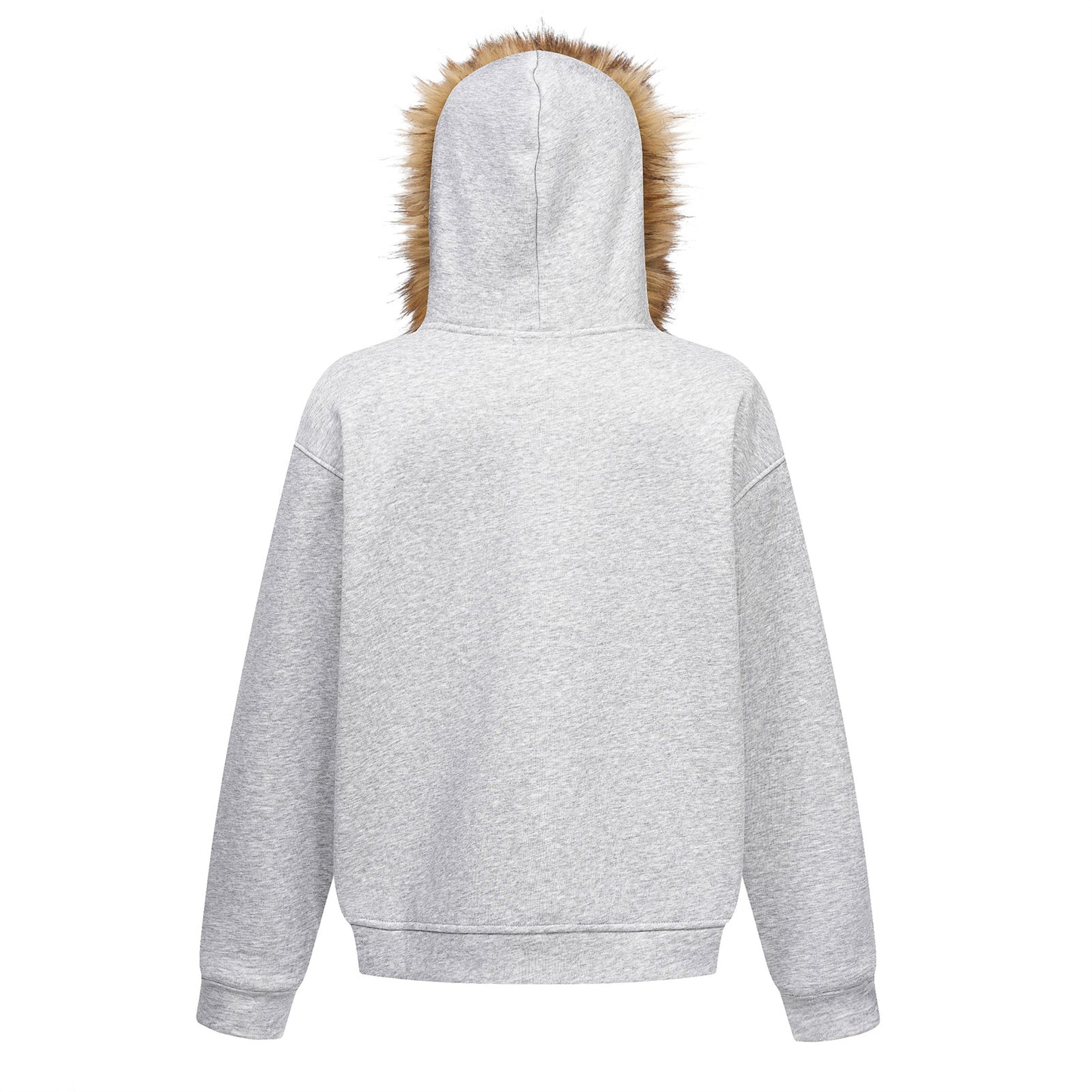 Fake Fur Fleece Lining Zipper Hoodie WN11114