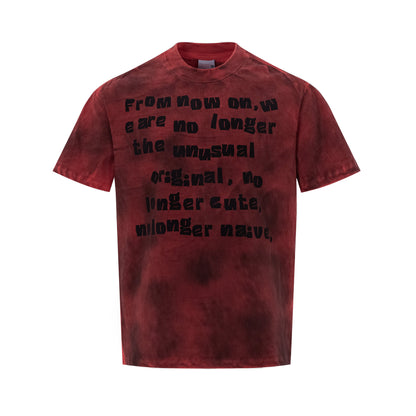 Washed Dirty Letter Print Short Sleeve T-Shirt WN26133