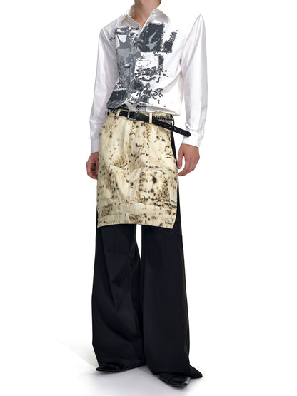 Fake Layered Mix Leopard Wide Leg Trousers WN20935