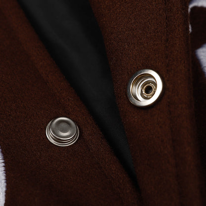 Letter Embroidery PU Leather Patchwork Baseball Jacket WN11573