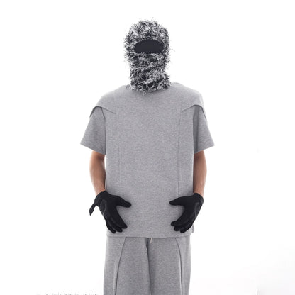 Deconstructed Patchwork Short Sleeve T-Shirt & Pants Setup WN18716