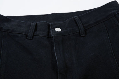 Washed Curved Panel Denim Jeans WN13127