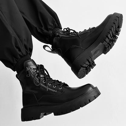 Chunky Lug Sole Platform Lace-Up Zipper Boots WN24556