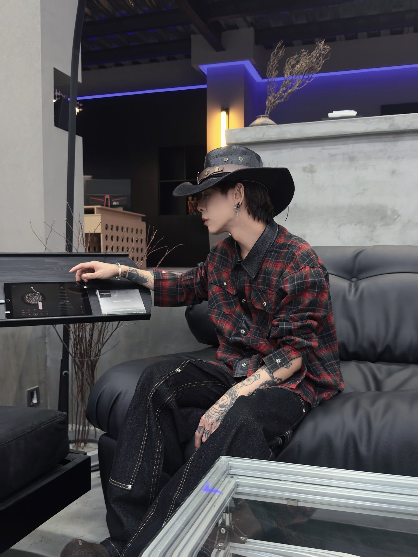 Red-Black Plaid Long Sleeve Shirt WN22957