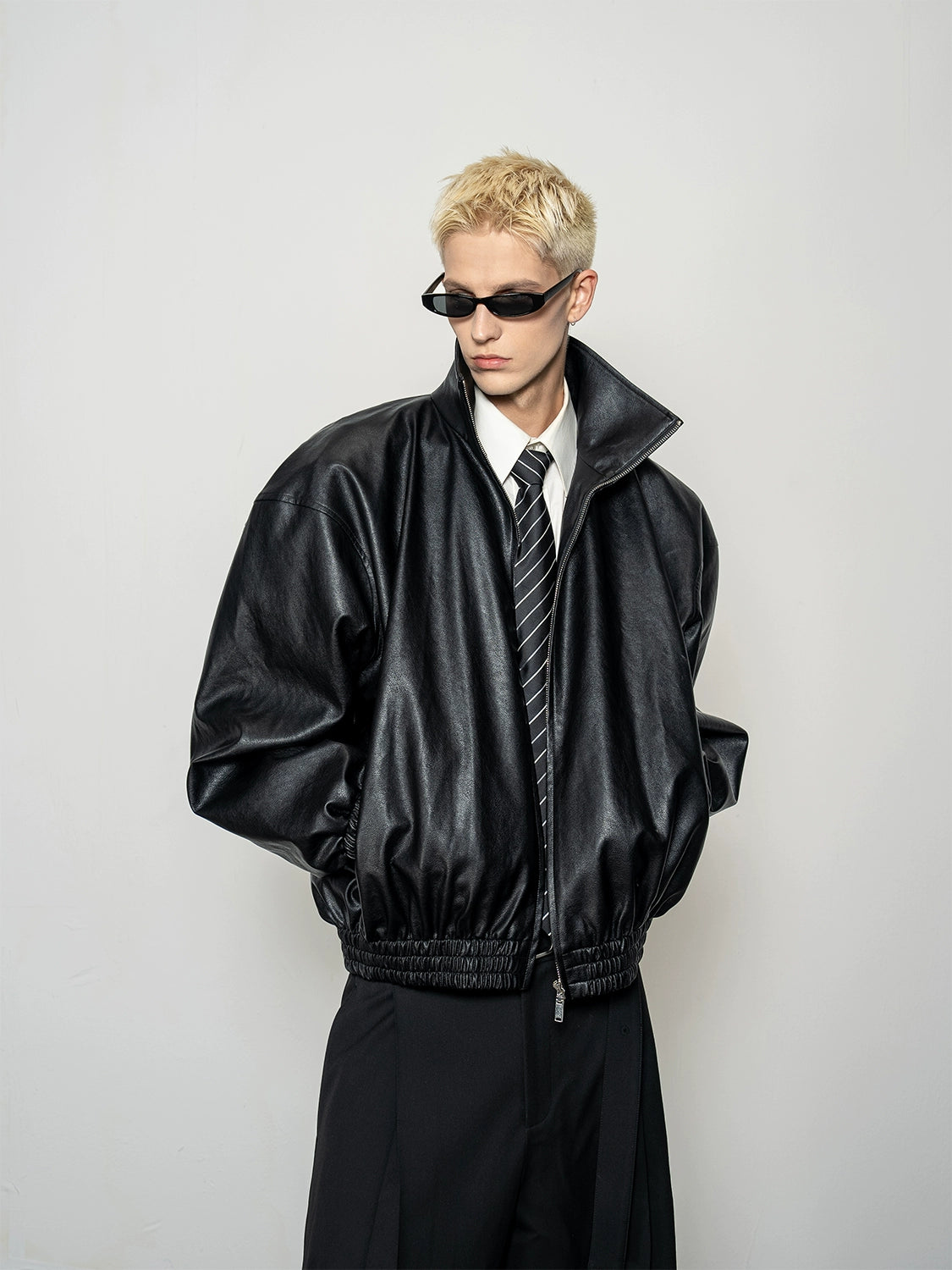 Glossy Design PU Leather Zipper Jacket WN20872