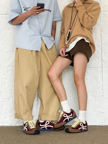 Suede Panel Lace Up Sneakers WN24511