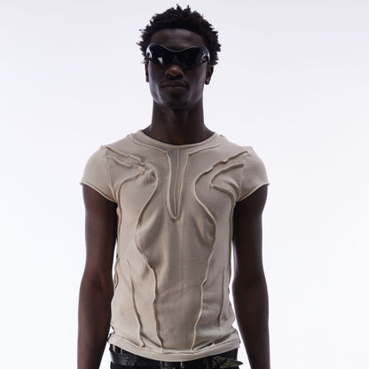 Washed Deconstruction Layered Short Sleeve T-Shirt WN25810
