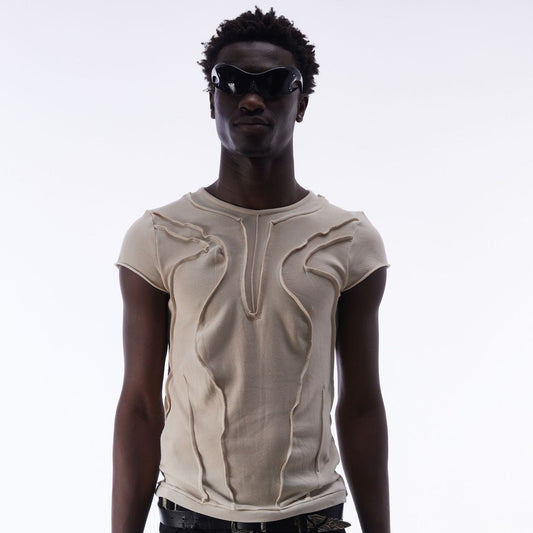 Washed Deconstruction Layered Short Sleeve T-Shirt WN25810