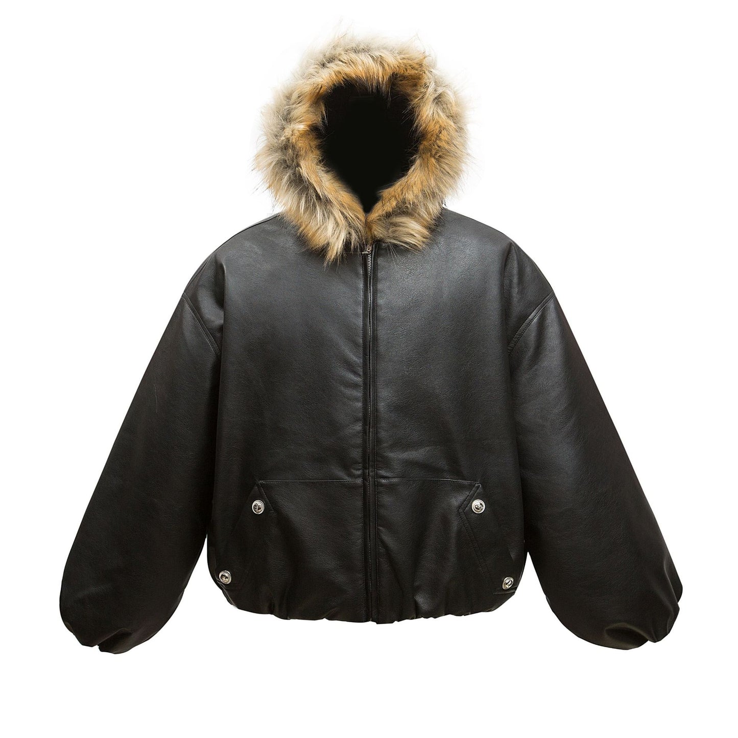 PU Leather Fur Collar Aviator Padded Jacket WN11338