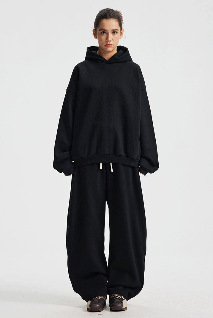Fleece Lining Oversize Hoodie & Wide Leg Sweatpants Setup WN23113