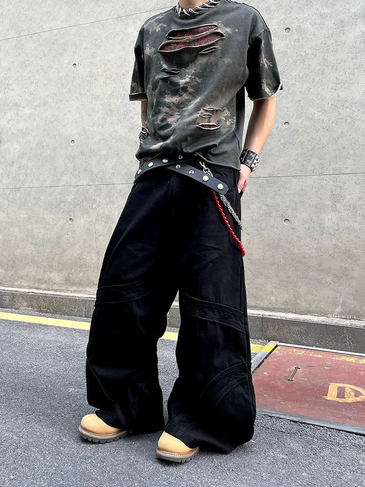 Vintage Style Wide Leg Long Cargo Pants WN18846