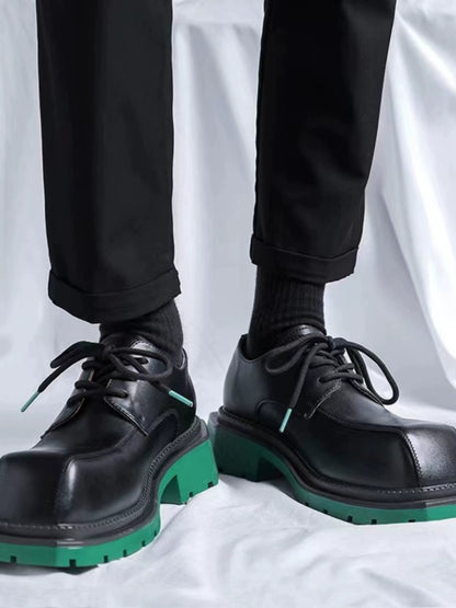 Square Toe Chunky Sole Leather Derby Shoes WN20769