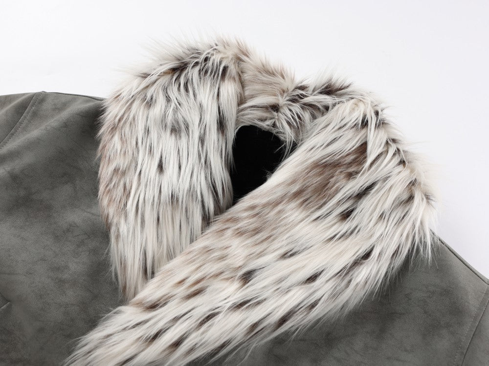 Fake Fur Collar V-Neck Short Puffer Jacket WN27869
