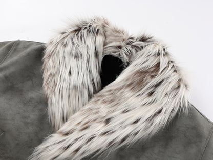 Fake Fur Collar V-Neck Short Puffer Jacket WN27869
