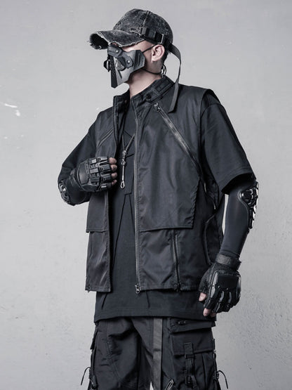 Patchwork Zipper Utility Tactical Vest WN22587