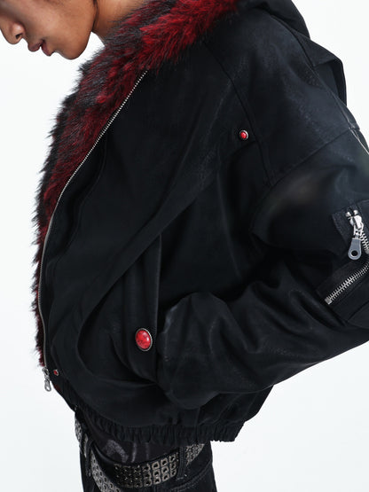 Gradient Fake Fur Hooded Puffer Jacket WN27322